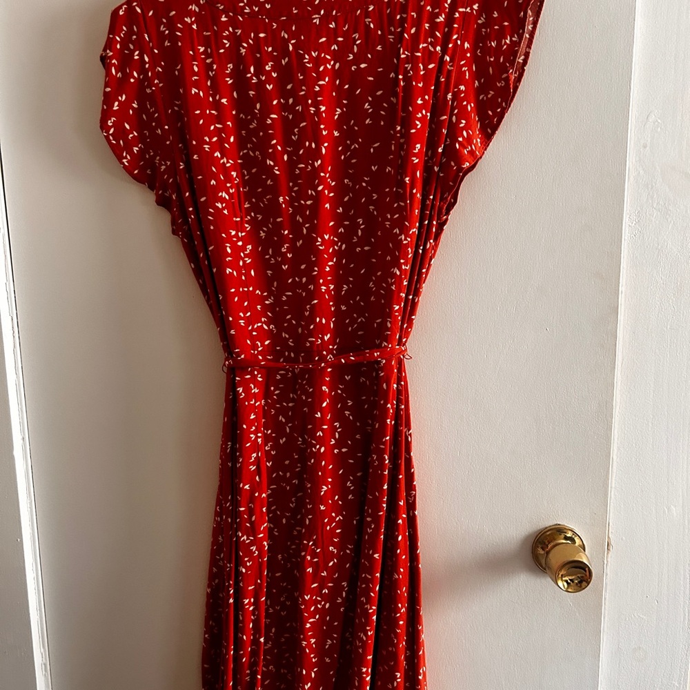 LOFT Red and White Leaf Print Blouse - Picture 2 of 3